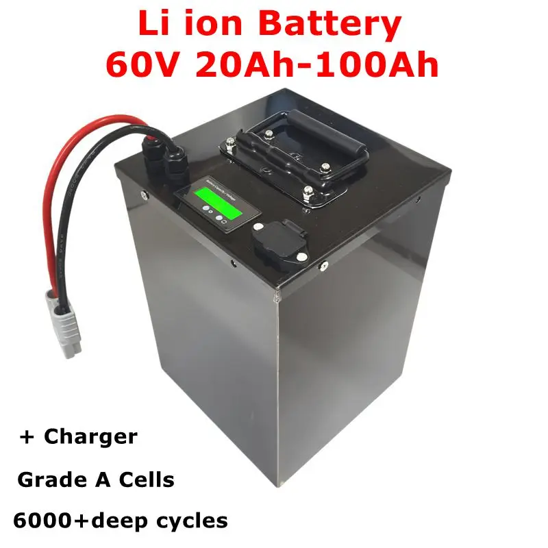 

60V 20Ah 30Ah 40Ah 50Ah 60Ah 70Ah 80Ah литий-ионная тележка для гольфа трехколесный велосипед, скутер, автофургон. Пакет солнечной энергии инвертора