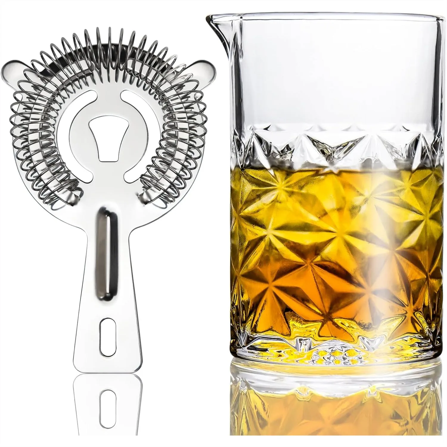 

Cocktail Mixing Glass With Strainer Set 24 Oz Crystal Stirring Glass With 304 Stainless Steel Strainer Barware Tools Bartender Gifts For Men Housewarming Gift
