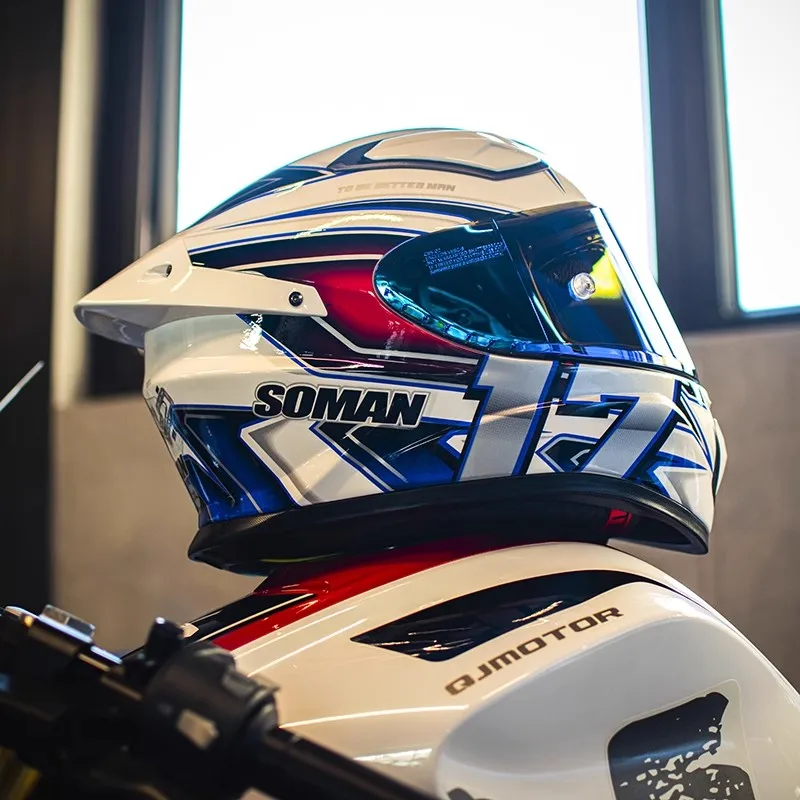 

Мотоциклетный шлем Soman, анфас из углеродного волокна, легкий шлем из стекловолокна для гонок на мотоциклах, низкий ветер, шум, Capacete Moto