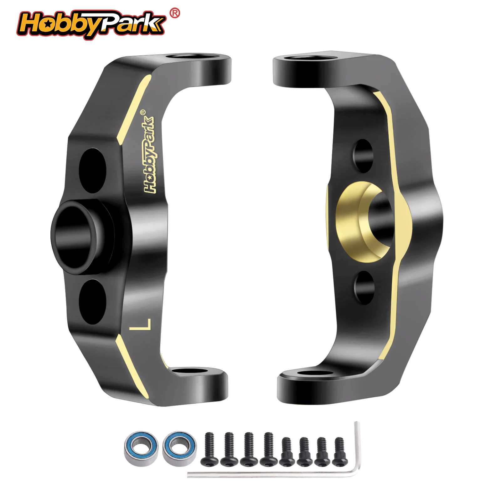 Блоки-грузики HobbyPark Brass Caster Blocks C-Hubs для радиоуправляемых краулеров TRX4M/TRX4MT 1/18, замена 9733, левый и правый, 2 шт.