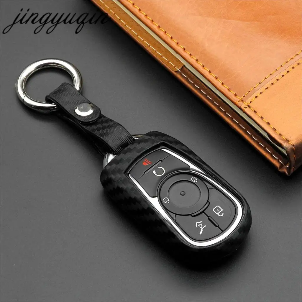 jingyuqin Carbon Silicone Key Ring Case for OPEL Astra Buick Encore Envision New Lacrosse Chevrolet Car Styling Fiber Cover