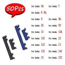 50Pcs，NEW Replace Power Volume Side Button Key Parts For Xiaomi Redmi 7 8 8A 9 9A 9C 9T 12 12C 6A 13C 14C 15 15C 10 10A 10C 13