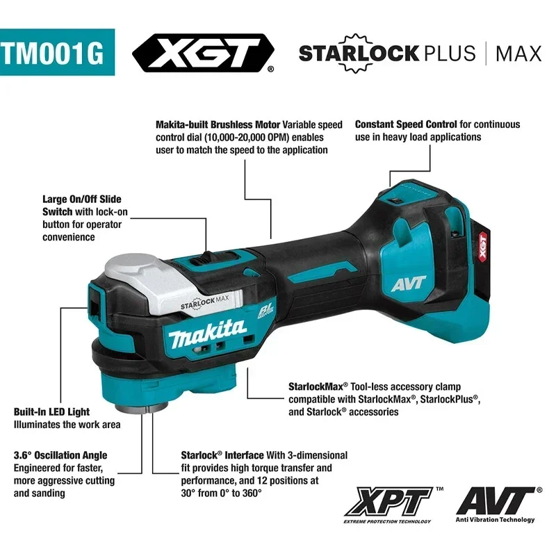 MAKITA TM001GZ 40V MAX XGT Cordless Brushless Oscillating Multi-Tool Durable Rechargeable Tool Makita Lithium Power Tools TM001G