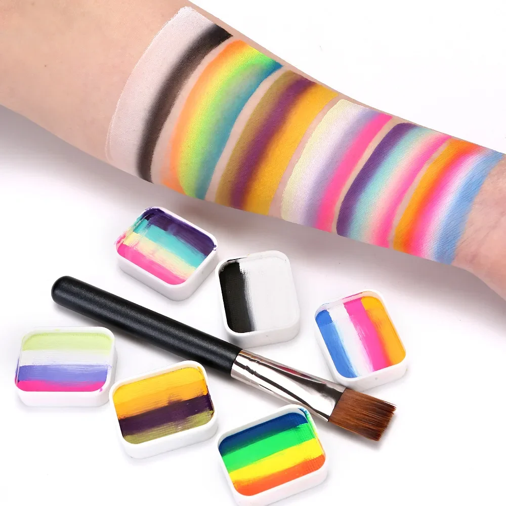 12 Color Rainbow Split Face Paint Palette For Kids Halloween Christmas Flag Water-based Aqua Liner  cosplay makeup