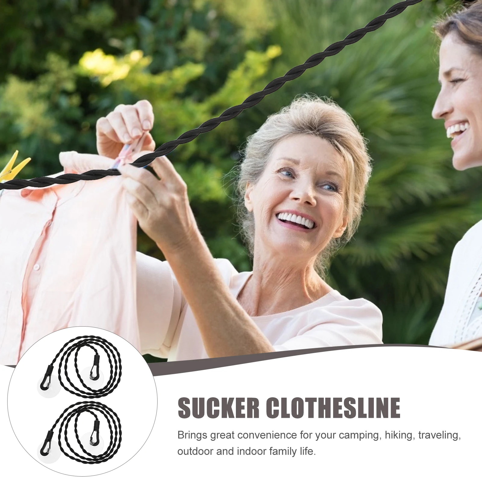 

2pcs Portable Clothesline Windproof Retractable Outdoor Travel Drying Rope For Camping Hiking Home Laundry Lightweight Hanging
