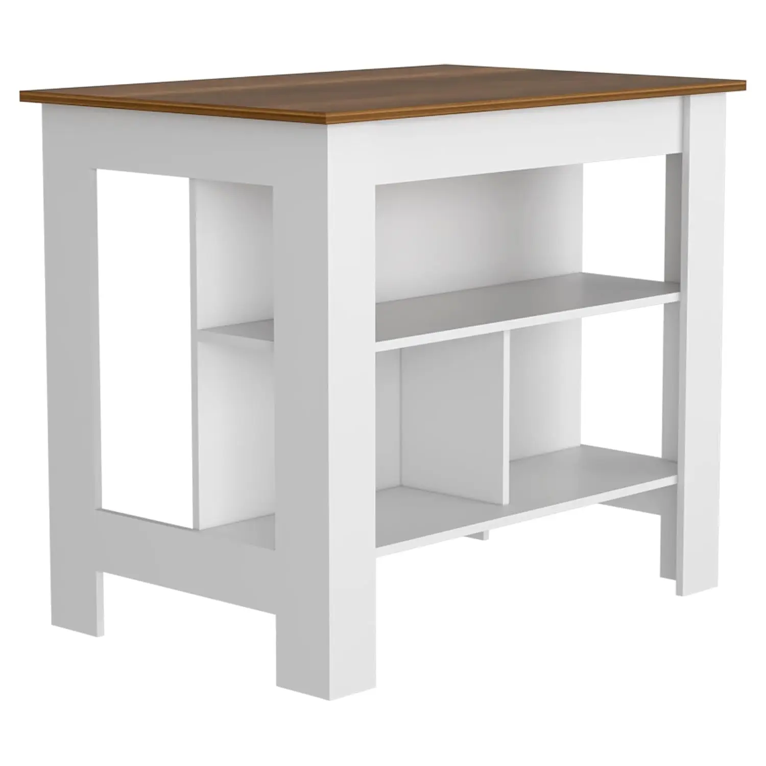 

Antimicrobial Kitchen Island with 3 Open Shelves Upper Display & Seating Workstation Multi-Use Food Prep Storage, Customized