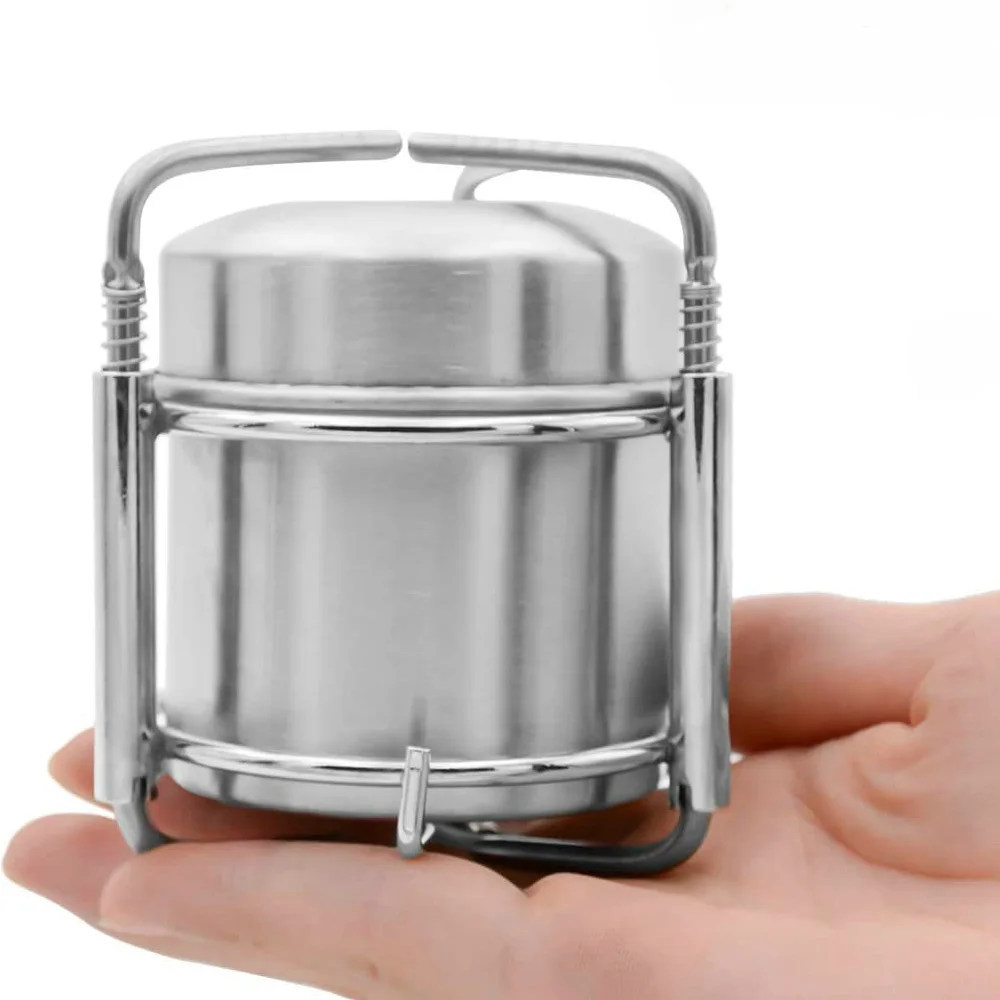 

Portable Light Alcohol Stove with Foldable Stand Stainless Steel Outdoor Camping Hiking Picnic Survival Solid Liquid Universal