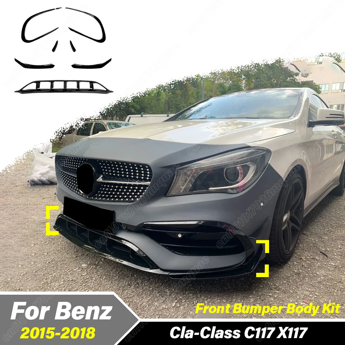 

Для Mercedes-Benz CLA-Class C117 X117 2015-2018: Декоративный спойлер переднего бампера и накладка на переднее крыло, аксессуары для кузова автомобиля