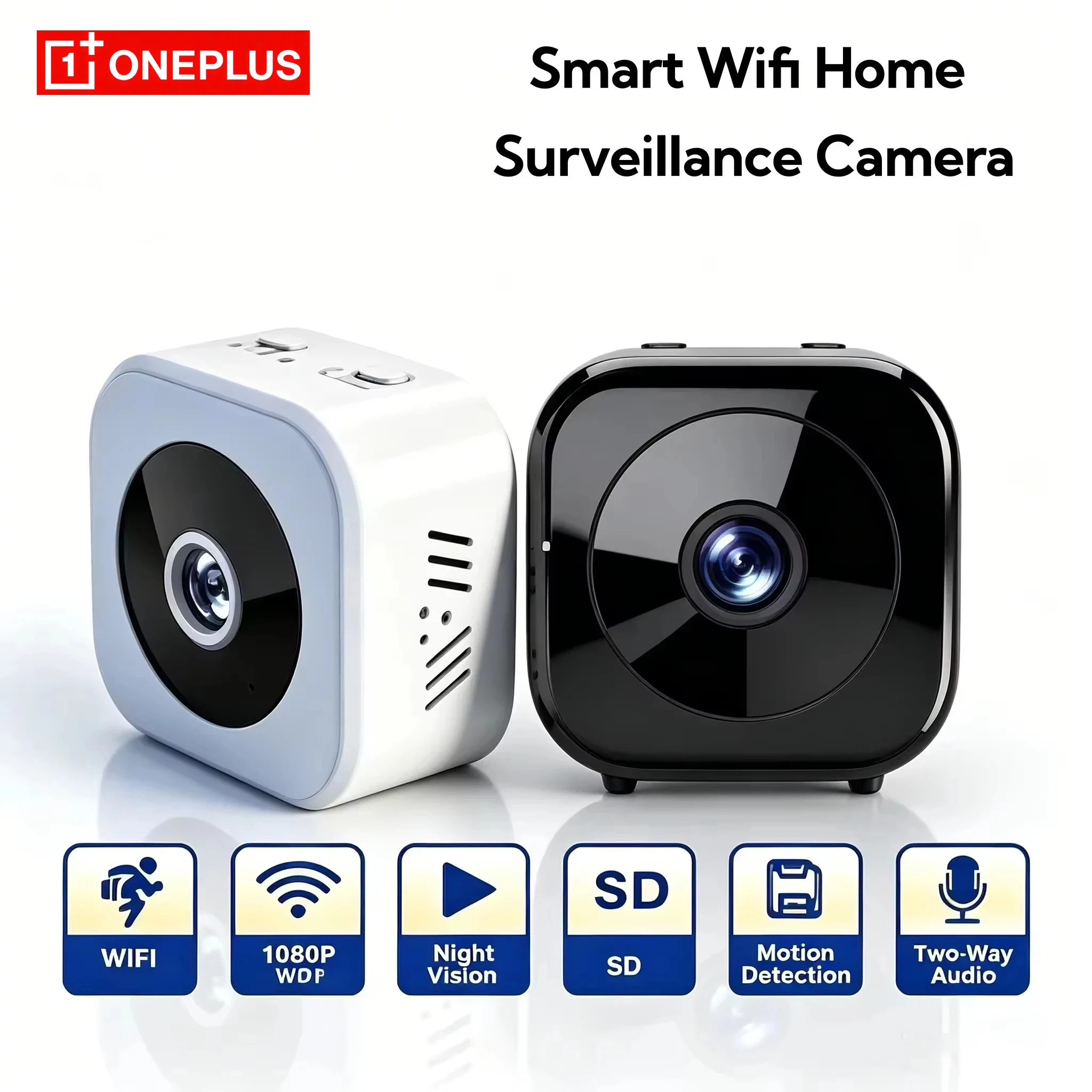 OnePlus Mini Sicherheitskamera 4K Full HD WLAN-Überwachung mit 2-Wege-Audio, Bewegungserkennung und Infrarot-Nachtsicht