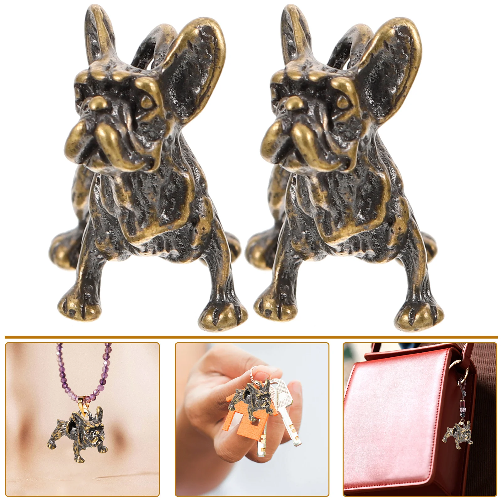2pcs Bulldog Shape Charm Diy Bulldog Pendant Keychain Pendant Vintage Bulldog Charm Keyring Charm key charm