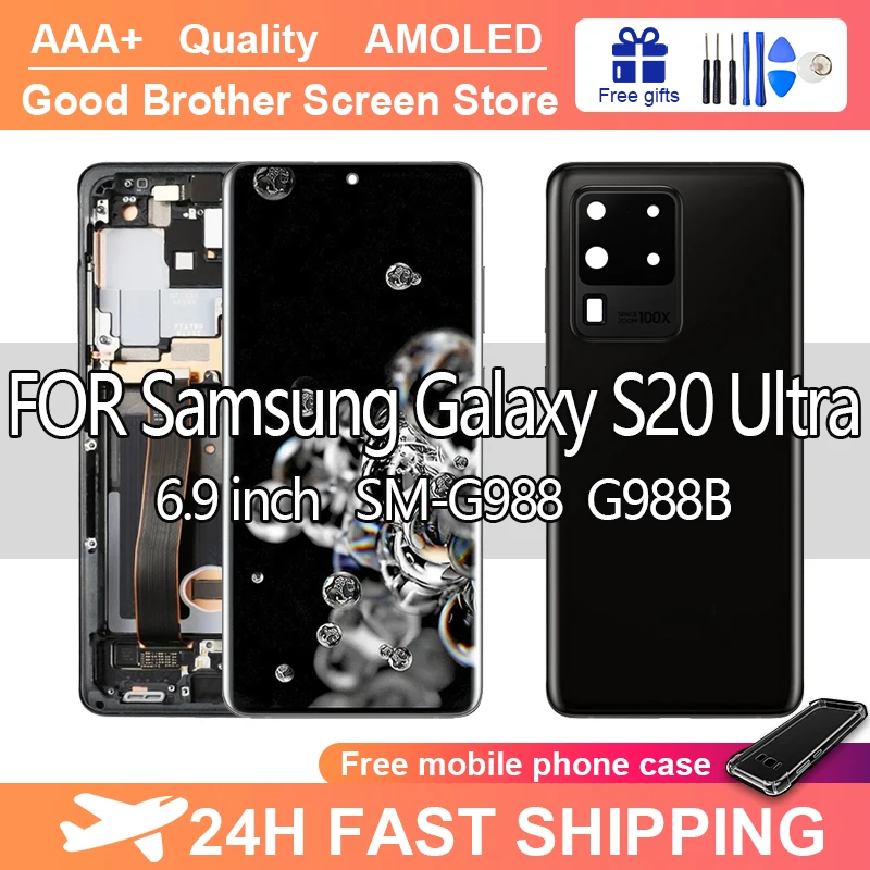 

S20 Ultra Super AMOLED Screen FOR Samsung Galaxy S20 Ultra 5G G988B LCD Display Digital Touch Screen with Frame Replacement