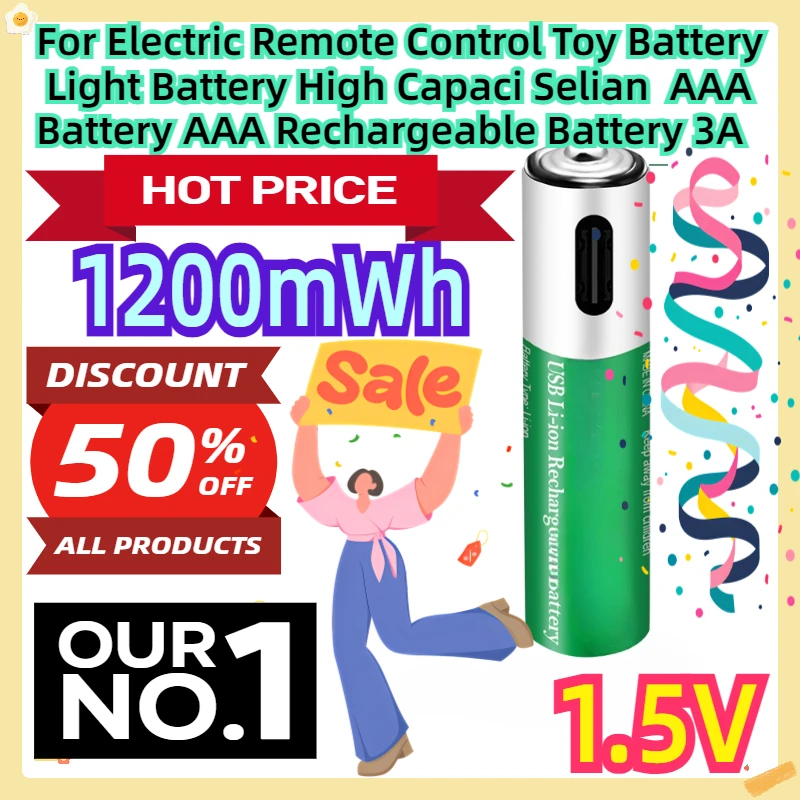 For Electric Remote Control Toy Battery Light Battery High Capaci Selian 1.5V AAA Battery 1200mWh AAA Rechargeable Battery 3A