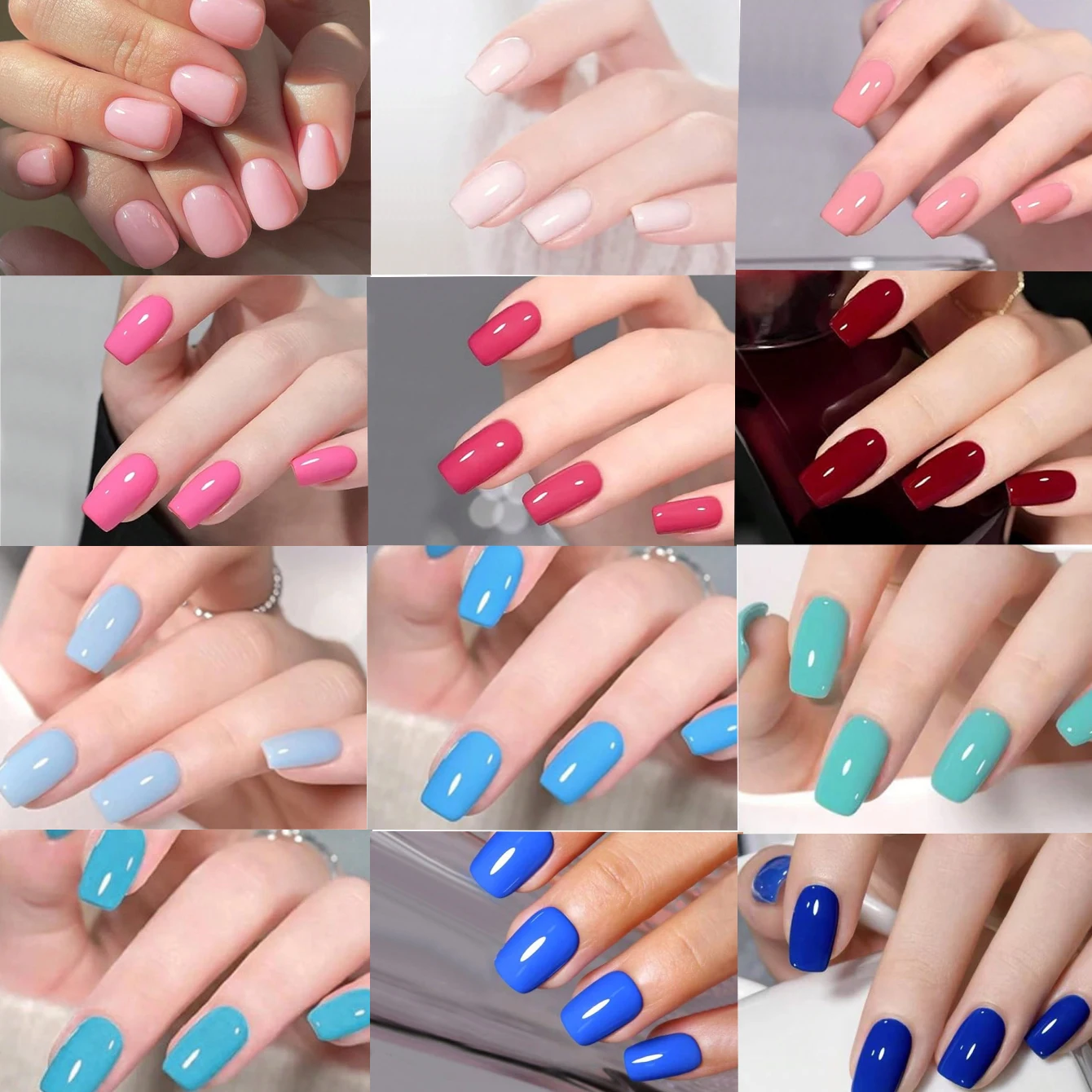 

288PCS Press On Nail, Short Square Fake Nail, 12 Colors, Glossy Acrylic Full Coverage Fake Nail, Suitable For Women's Nail Art
