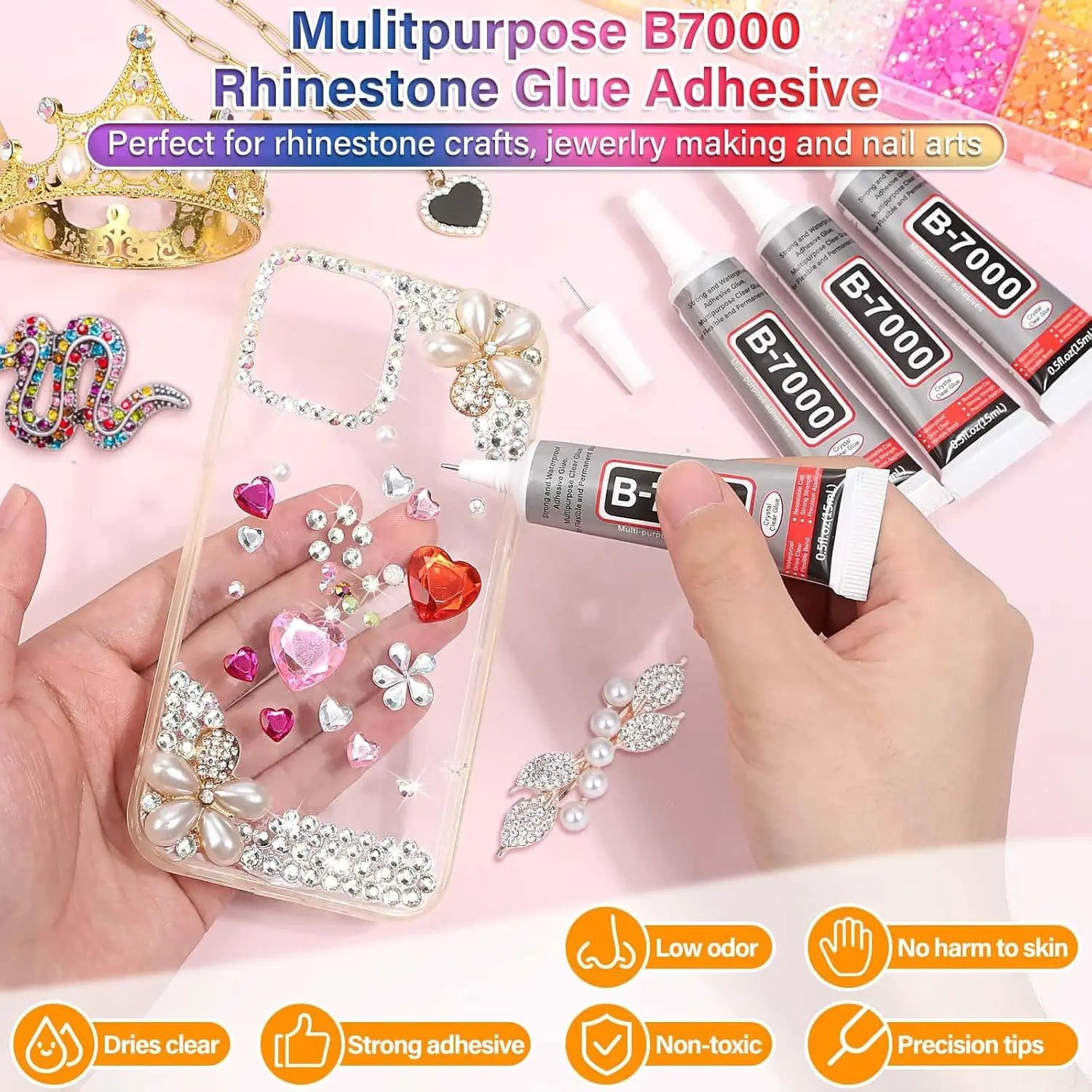 40000Pcs Resin Rhinestones with B7000 Glue for Bedazzling Crafting, Rainbow Crystals Flat Back Gems for DIY Graduation Cap - view 6