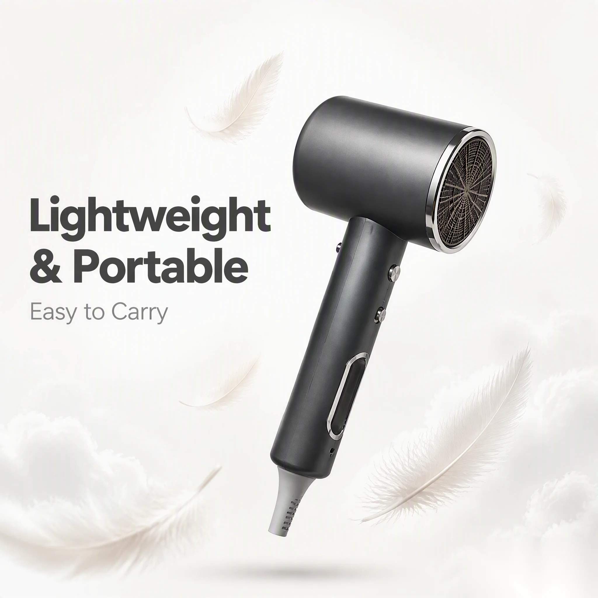 新型高速ヘアドライヤー-グレー-1200w-マイナスイオンヘアケア-3段階温冷風-静音-家庭用ヘアブロワー-220v‑240v