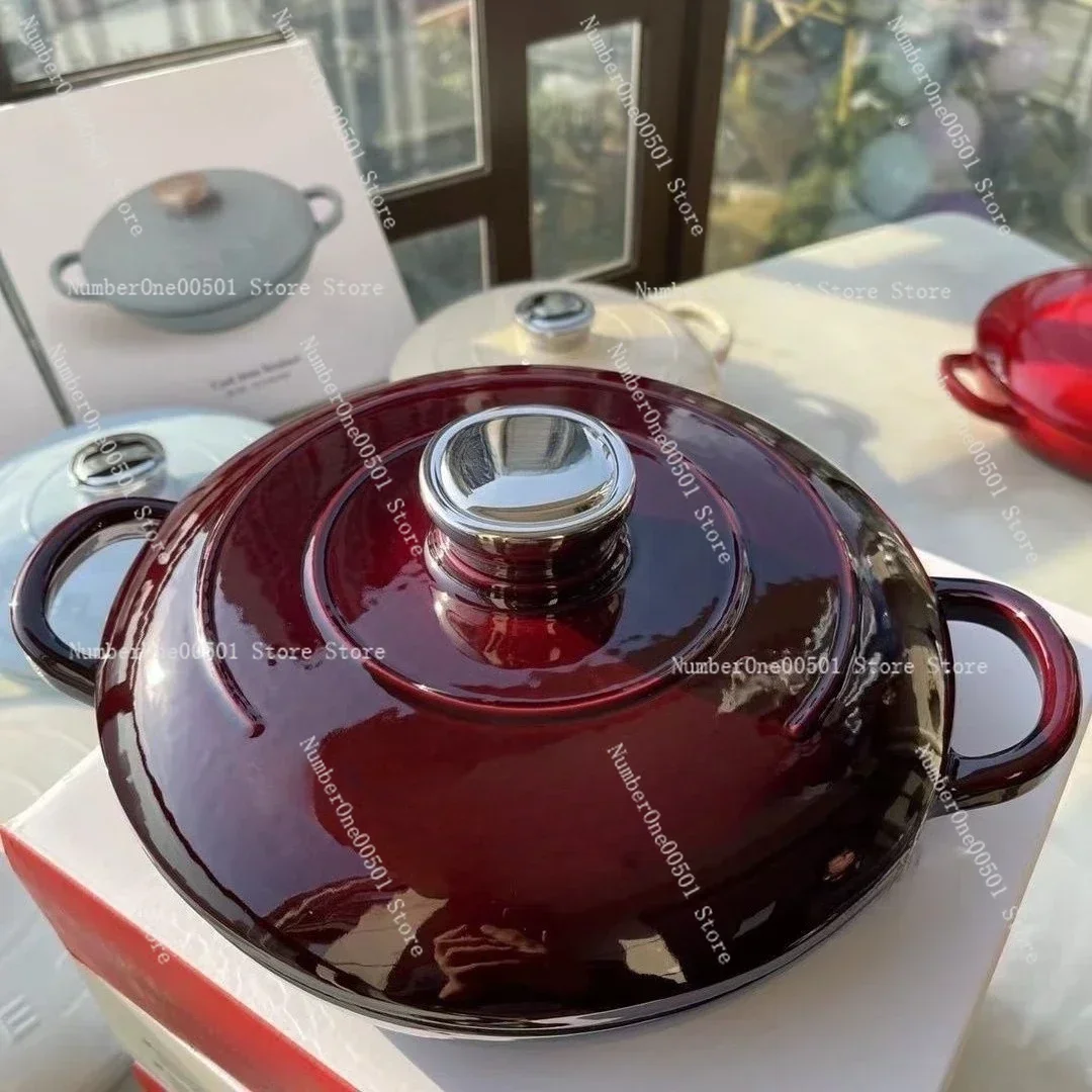For Induction Cooktop Multi Use Stove Compatible Soup Stew Pot with Even Heat Distribution Enameled Cast Iron view 4