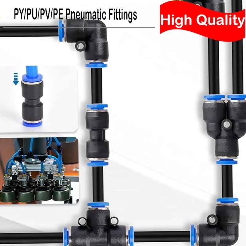 Pneumatic Fitting Tube Connector Fittings Air Quick Water Pipe Push In Hose Quick Couping OD4/6/8/10/12/14/16mm Multiple type