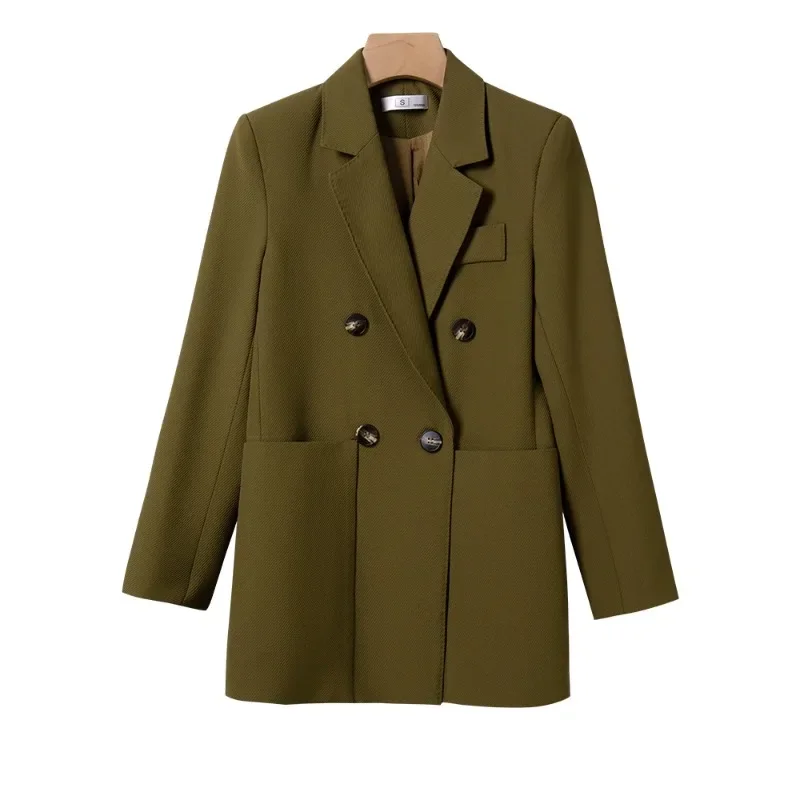 Blazer décontracté à simple boutonnage pour femme, veste à manches longues, manteau pour femme, beige, rose, vert, noir, mode automne et hiver