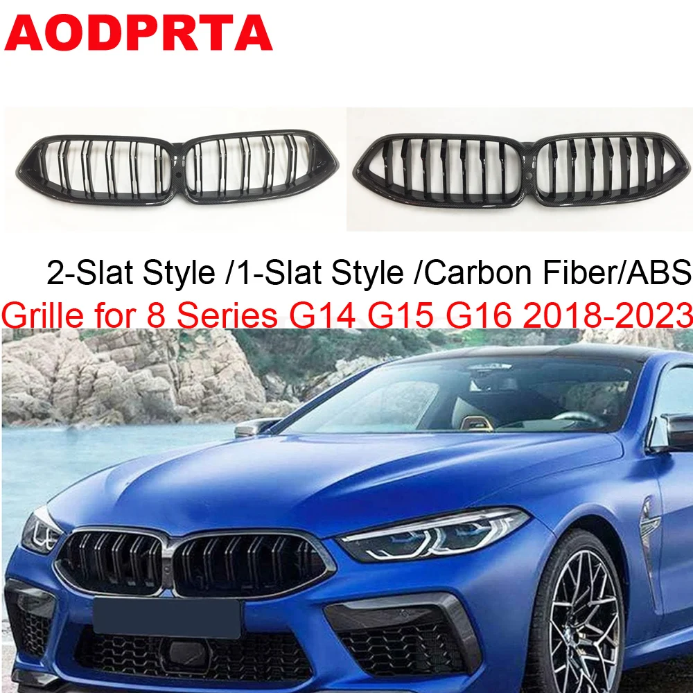 

Real Carbon Fiber Front Bumper Grill Mesh Hood for BMW 8 Series G14 Convertible G15 Coupe G16 Gran Coupe Gloss Black M8 840i