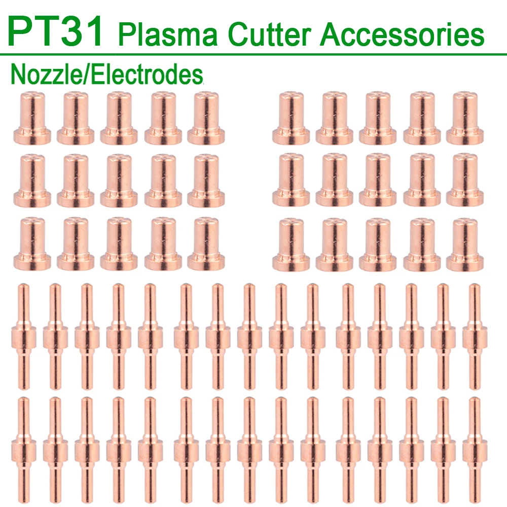 20/40/60pcs Consumables Red Copper Extended Long Tip Electrodes and Long Nozzles For PT31 LG40 40A Air Plasma Cutter