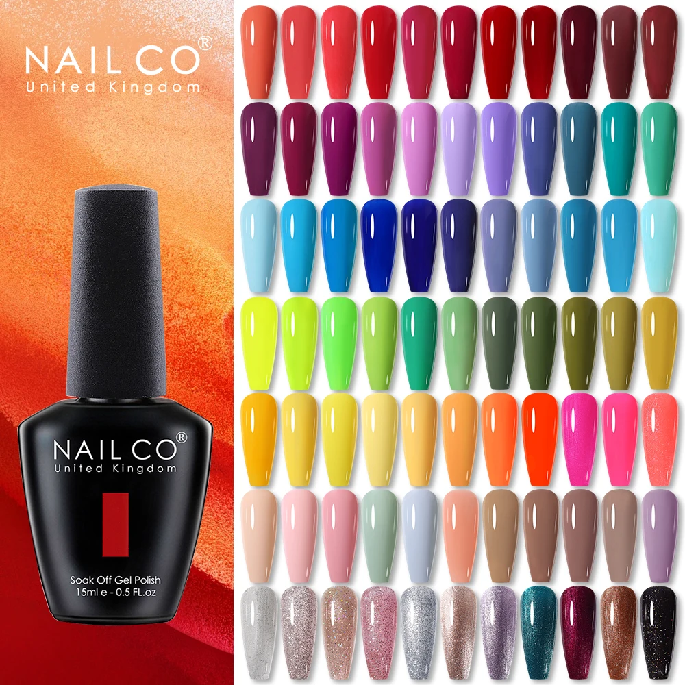 NAILCO 333 Colors Gel Nail Polish 15ml Semi Permanent Varnishes Nails Art Design Hybrid Soak Off Top Base Coat UV Gel Manicure