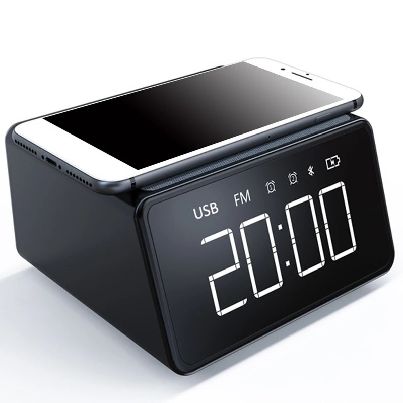 Alarm Clock, Wireless Charging Digital Alarm Clock, Smart Alarm Clock Radio With USB Port, Hands-Free Call For Bedroom