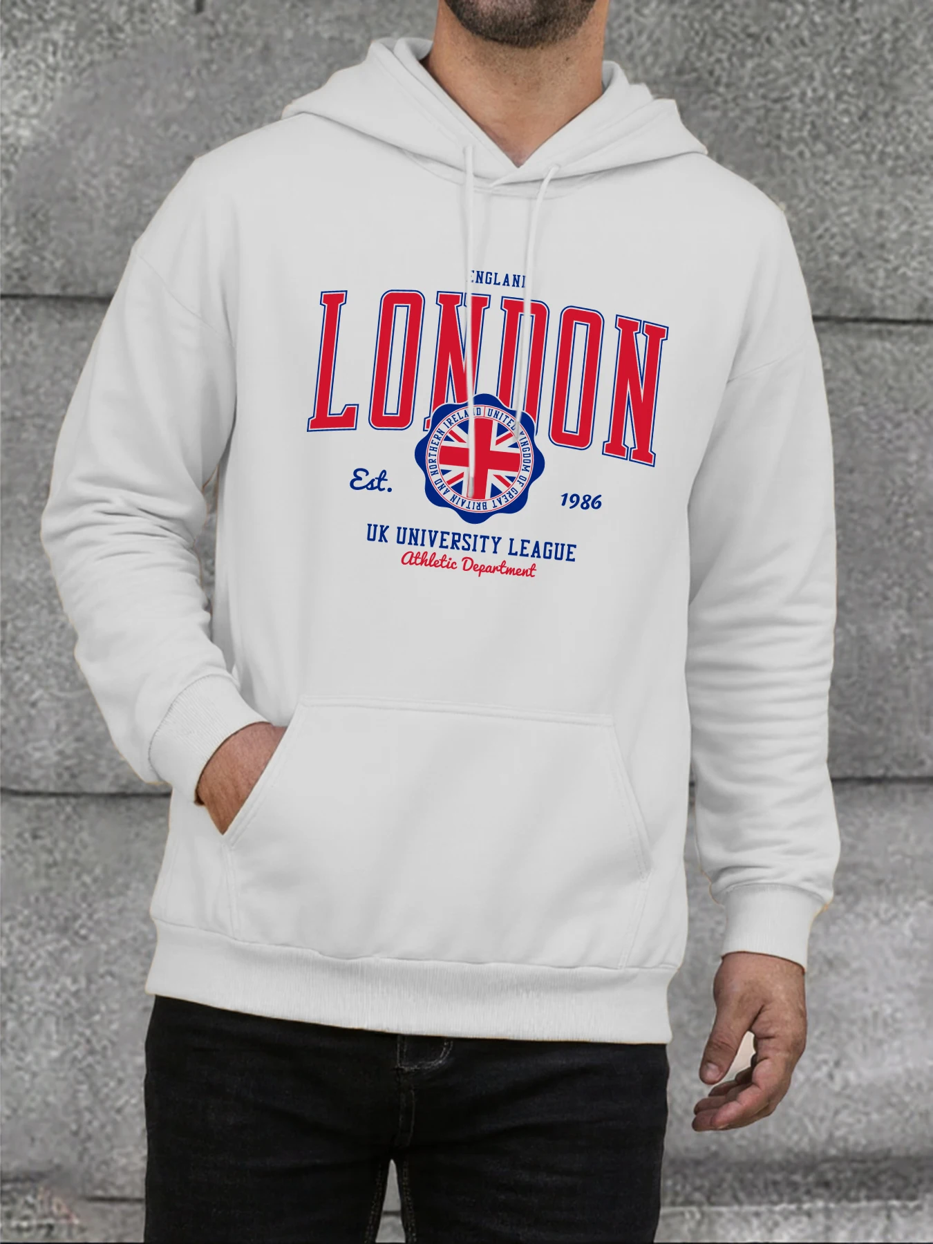 London England 1986, Kunst-Buchstabendruck, Herren-Sweatshirt, warmer Fleece-Hoodie, Straße, Oversize-Kapuzenpullover, Herbst, lässig, weiche Herren-Oberteile