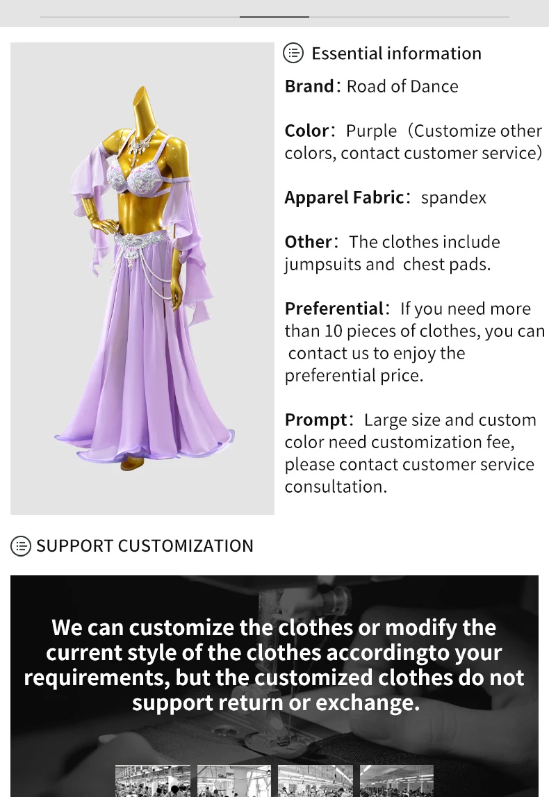 Bauchtanzrock Übungskleidung Orientalisches Kostüm Damen-Abendkleid Mädchen-Auftrittsanzug Langer Anzug Bühnen-Bauchtanzkleidung – Detail 3