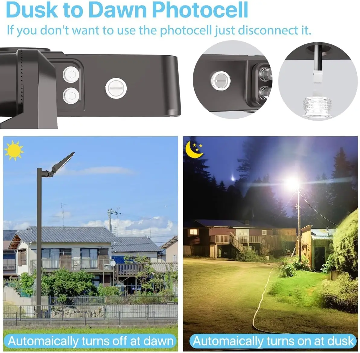 Luce LED per parcheggio omologata UL, confezione da 3 30000LM dal tramonto all'alba palo luminoso per parcheggio con Slip Fitter