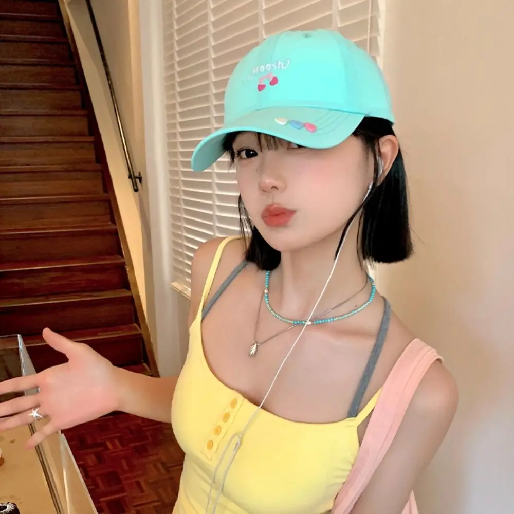 Katoenen kersen baseballpet Verstelbaar ademend Casual zonneschermhoed Zonbescherming Japanse stijl Brede rand Grote hoofdkap Unisex