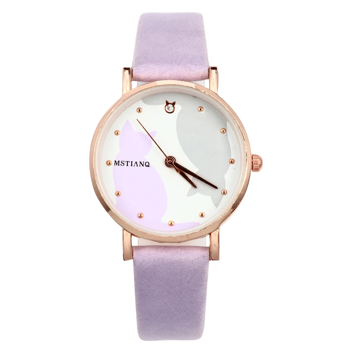 

Cartoon Cat Pattern Watch Girls Watch Faux Strap Quartz Wrist Watch