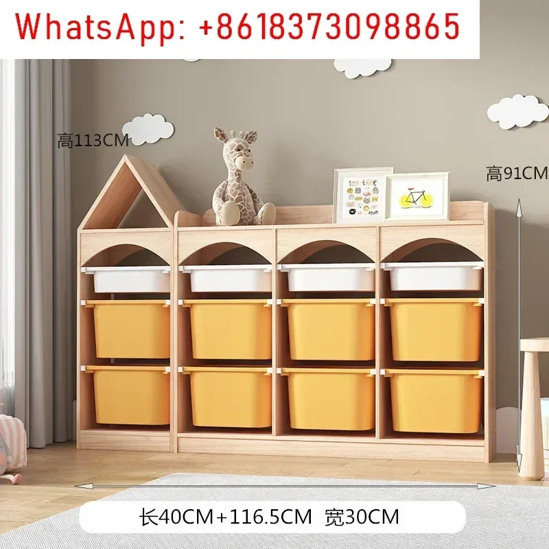 Opbergkast voor kinderspeelgoed Houten Shuffat-planken babyaclassificatie massief hout met meerdere niveaus
