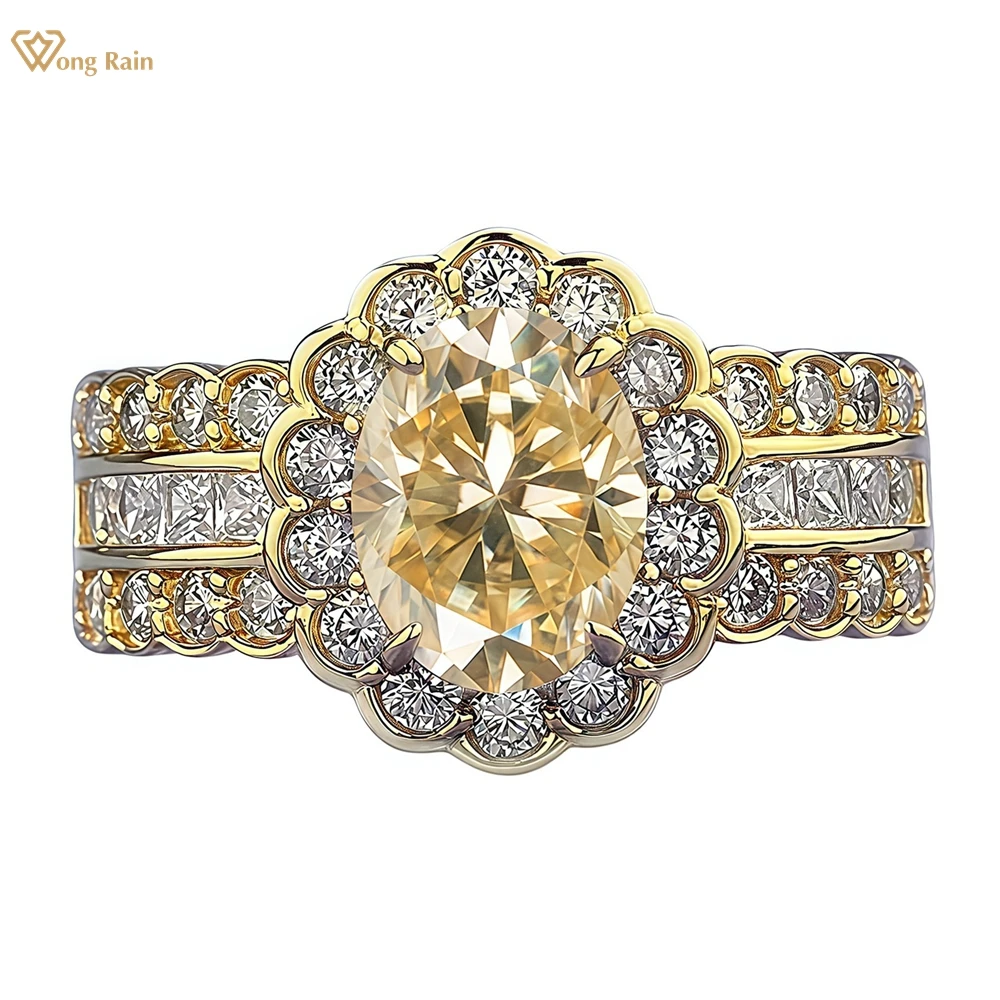 

Wong Rain 925 Sterling Silver 3EX VVS1 Colorful Oval Cut 6*8 MM Real Moissanite Diamonds Gemstone Engagement Rings Fine Jewelry