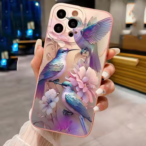 Case for Samsung Galaxy S25 S24 S23 Ultra S22 Plus S21 FE A56 A34 A54 A33 A53 A55 A35 A15 A16 5G Flower Bird Pattern Matte Cover