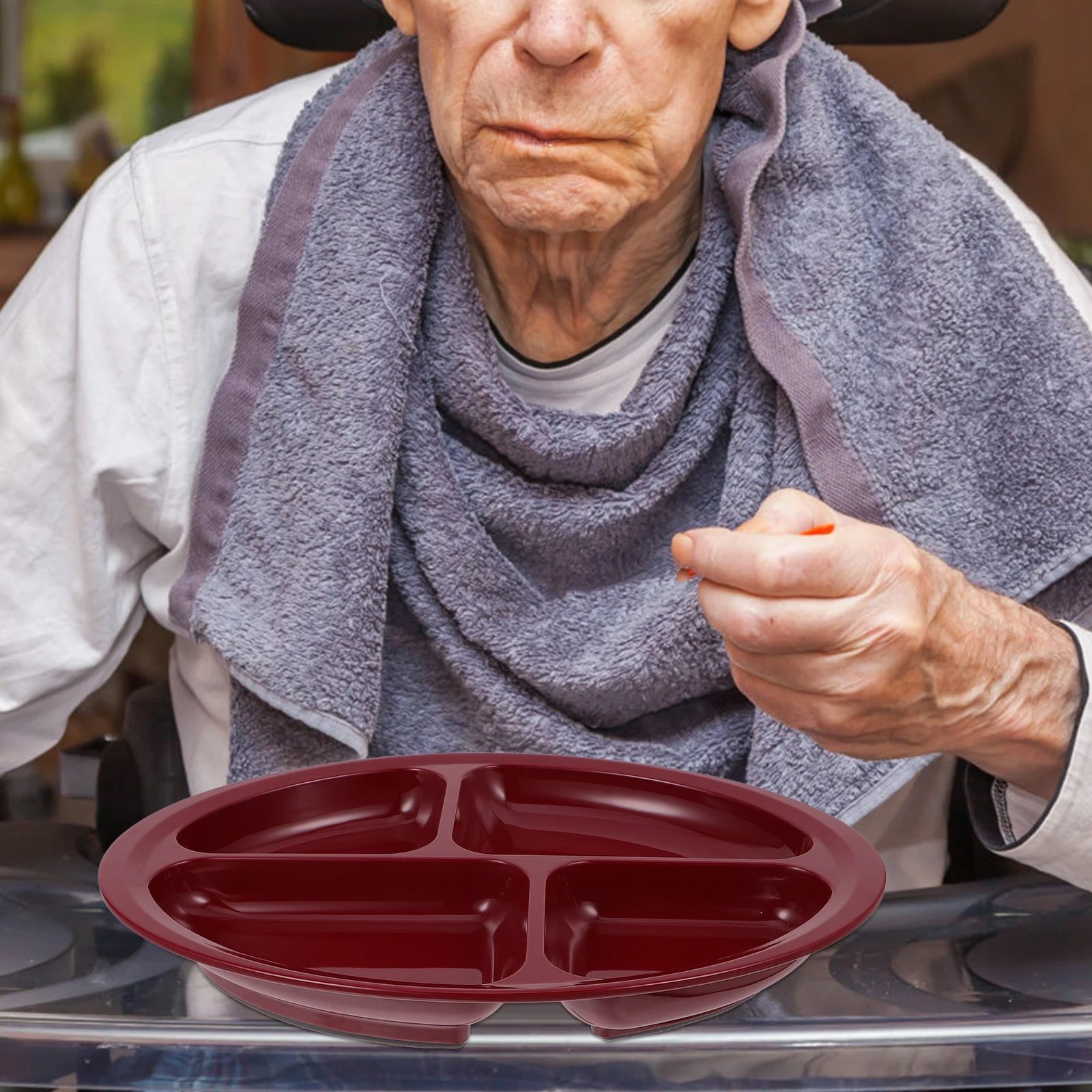 

Melamine Divided Plate Anti-Scald Non-Slip Compartments Elderly Food Plate Portion Control Special Needs Dinnerware