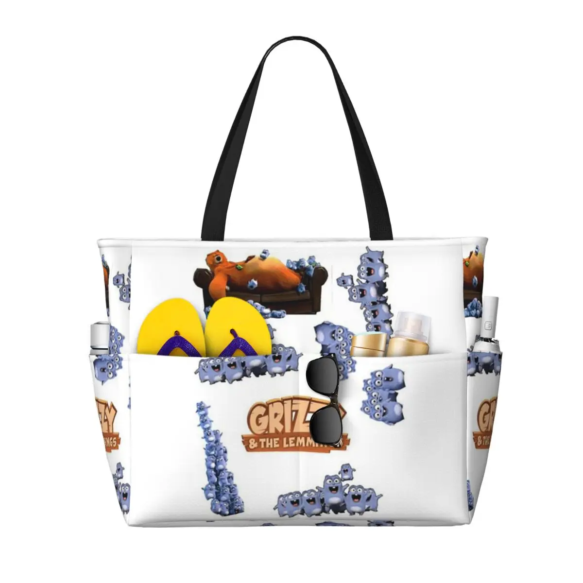 

Animation Grizzy And The Lemmings Cartoon Anime Beach Tote Bag Sport Gym Yoga Duffle Large Tote Bag Women Travel Bag Fitness bag