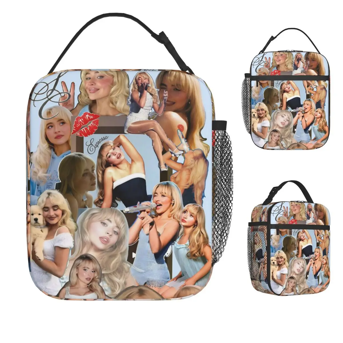 

Sabrina Carpenter American Singer Lunch Bag Casual Lunch Box Picnic Portable Zipper Thermal Lunch Bags Custom Cooler Bag