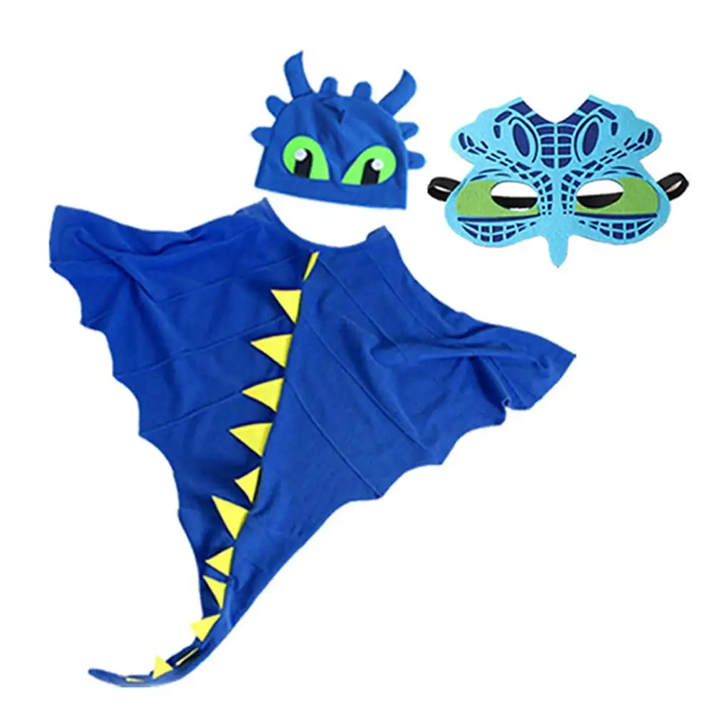 Kids Cartoon Dinosaur Cosplay Cloak Mask Hat Boys Girls Stage Performance Costume Halloween Carnival Party Roleplay Suit