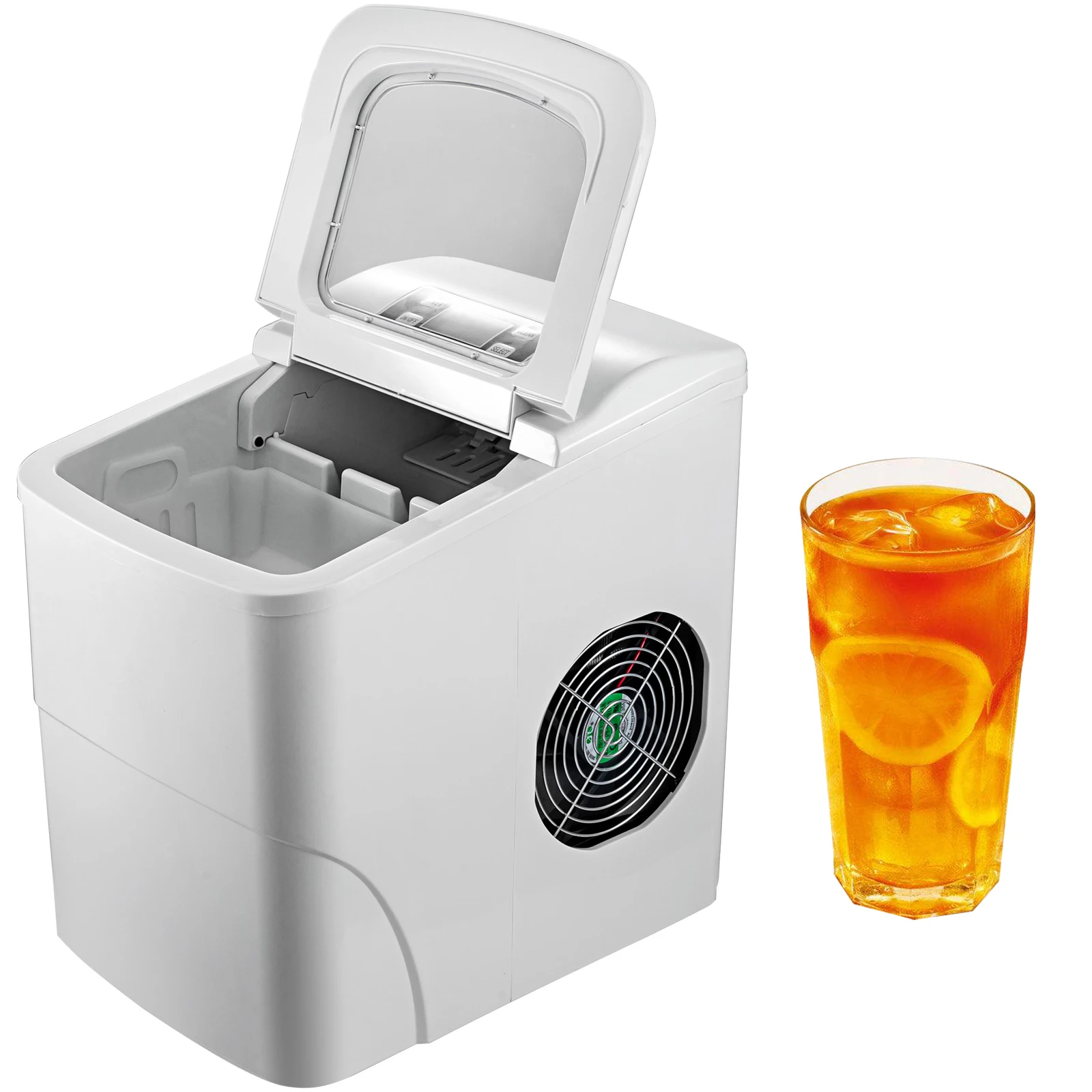 White Portable Ice Maker Countertop tube Ice machine 2 Cube ice Size selectable with LCD Screen