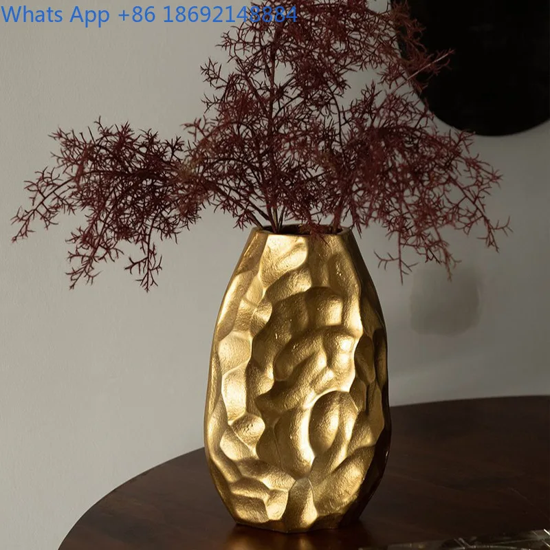 Florero de Metal minimalista moderno de estilo europeo, arreglo floral plateado, decoración para sala de estar y Hotel