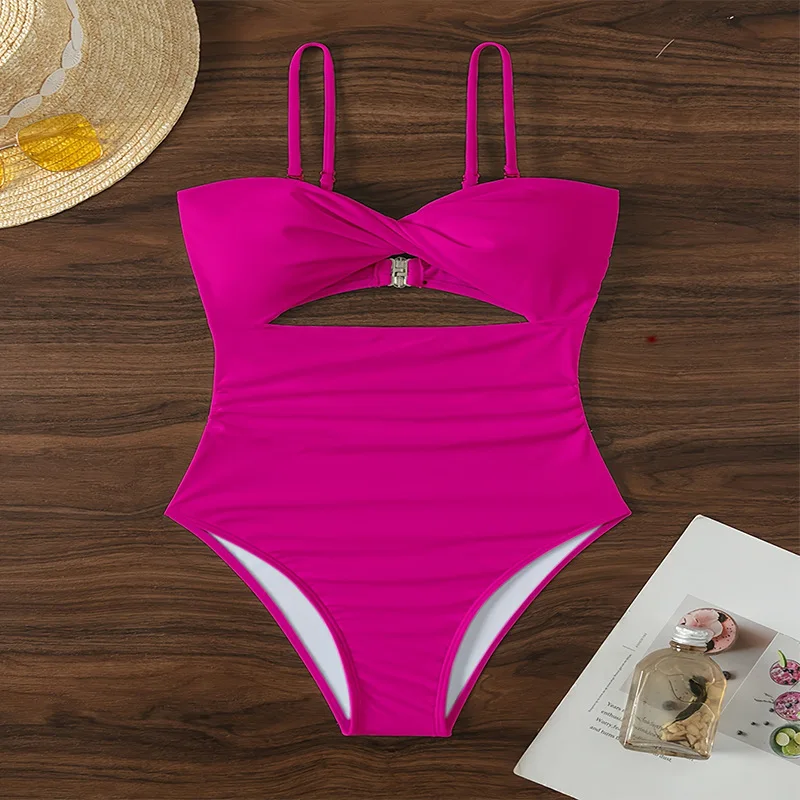 Conjunto de Bikini de una pieza para mujer, traje de baño Sexy de lujo, microtanga plisado, ropa de playa