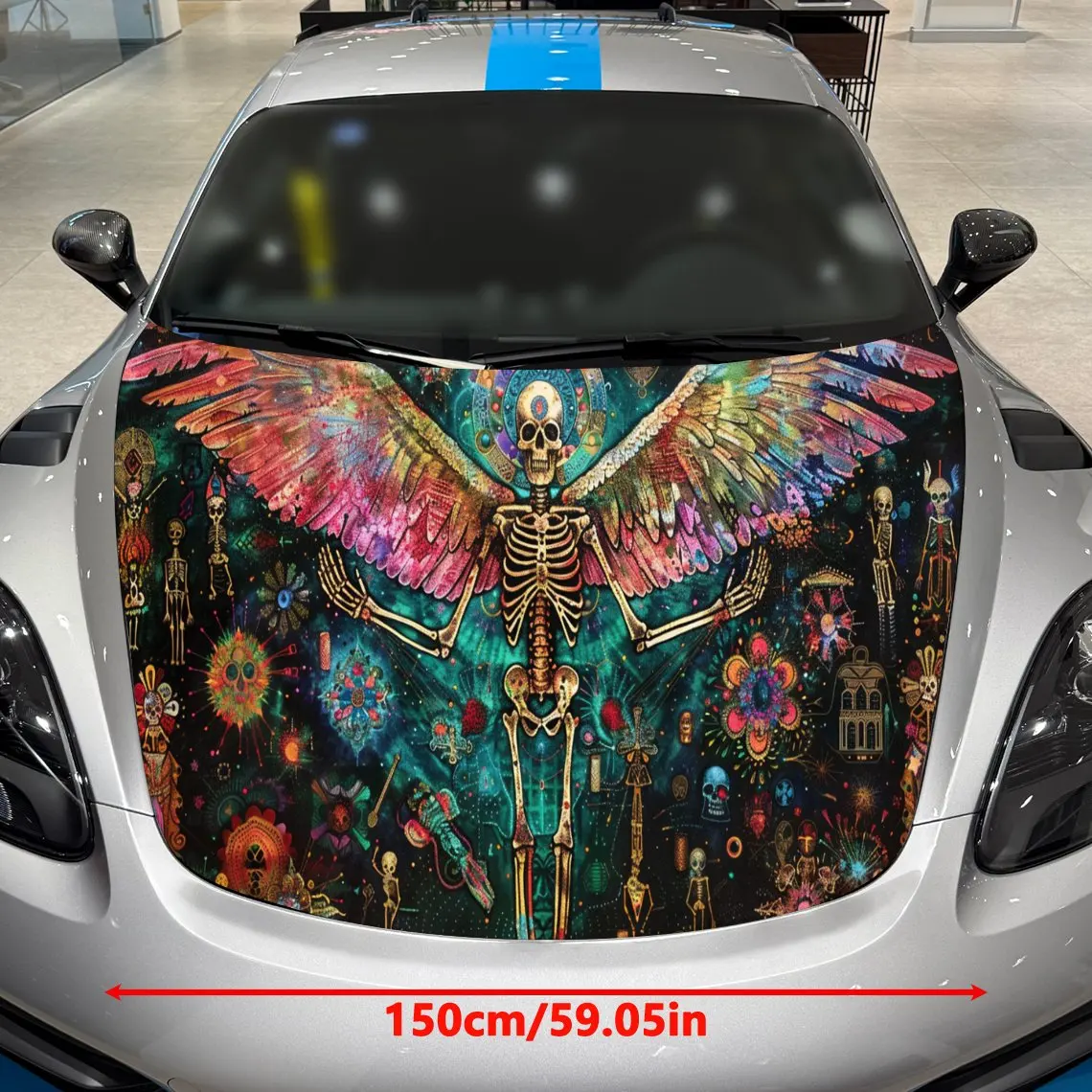 Gothic Angel Skeleton Auto Cover Sticker, Waterproof and Self-adhesive Car Hood Decal, Auto Vinyl Wraps, Cool Car Exterior Decal