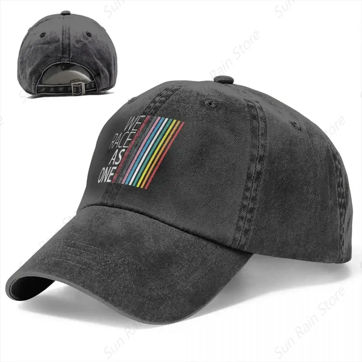 Sombrero Multicolor con visera para hombre y mujer, gorra de vaquero, We Race As One, gorras de béisbol, visera personalizada, sombreros de protección