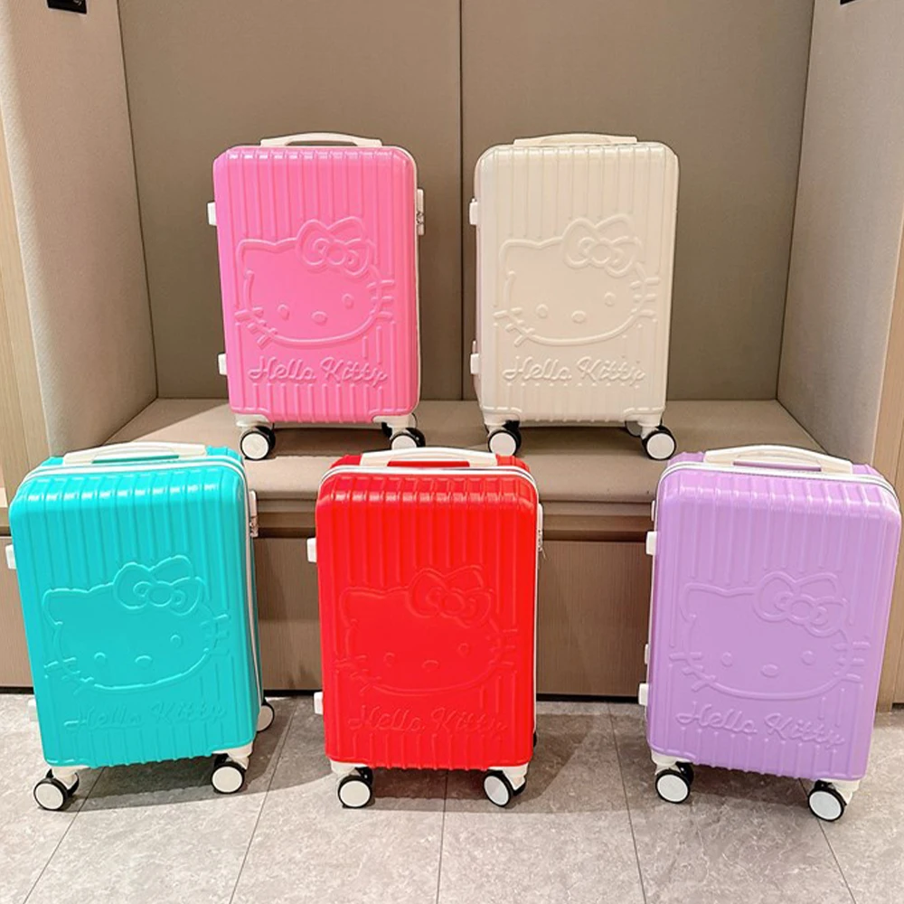 Cute 20 Inches Hello Kitty Kuromi Trolley Case Sanrios Anime Student Travel Storage Suitcase Cartoon Portable Boarding Code Box