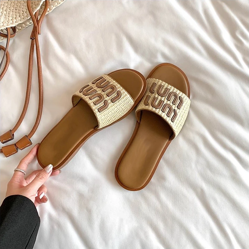 Women's Sandals Summer New Flat Shoes Casual Soft Sole Women's Vacation Fashion Braided Beach Flip Flops Zapatos De Mujer image 2