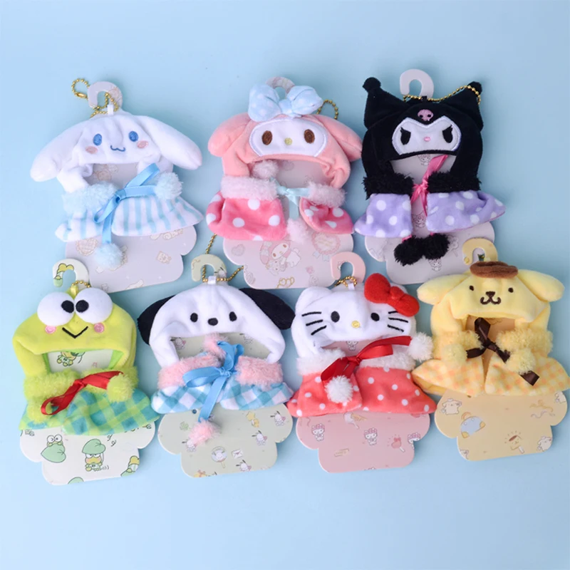 Kawaii Cartoon Kuromi Melody Hellokts Plush Doll Accessories Creative Anime Plushie Cape Headgear Clothes Suit Pendant Gifts Toy