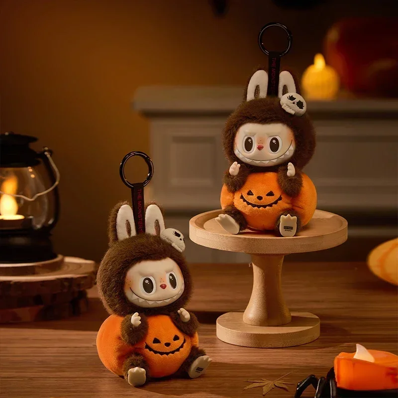 POP MART LABUBU THE MONSTERS Happy Halloween Party Series-Sitting Pumpkin Vinyl Plush Pendant Blind Box Mystery Box Toys Kawaii