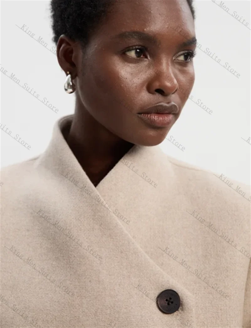 الكشمير البيج المرأة البدلة 1 قطعة سترة طويلة مربوط الصوف فستان الحفلة الراقصة مخصص الشتاء مكتب رسمي ضيف الزفاف البدلات الرسمية معطف