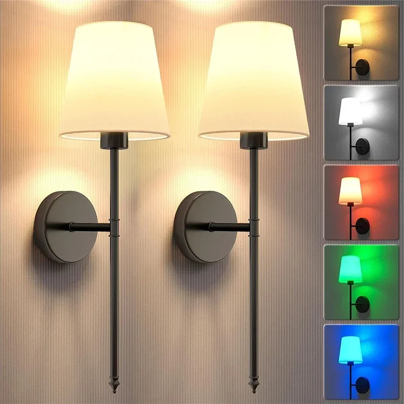 battery powered wall light with RGB Remote Light Bulb Sconce Bedroom Headboard Ambience Kitchen Home Decor Wall Lamp