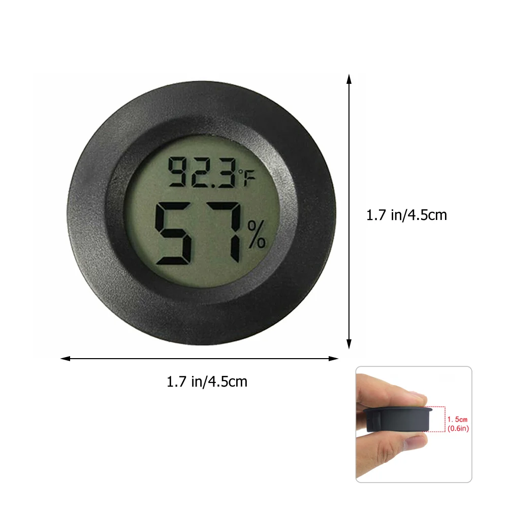 7 Pcs Round -Hygrometer Digital Thermometer Hydrometer for Humidity Gauge Bearded Dragon Tank Accessories Glass Plastic